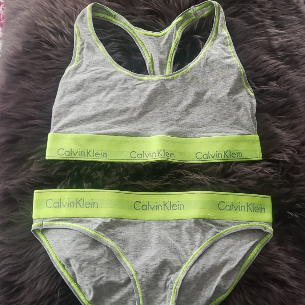 NWT Calvin Klein Rare Limited Edition Neon Green & Gray Set